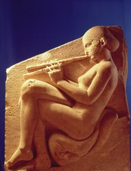Ludovisi Throne, panel depicting a woman playing a flute
